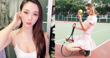 网球场的长腿正妹“mina”，粉红短裙超可爱，172cm窈窕曲线让人恋爱