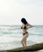 深棕比基尼，自由调节松紧，让饱满身材不勒肉2