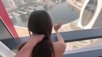 富二代大神在漂亮的江景房落地窗前后入骚逼用夹鸡巴插骚穴